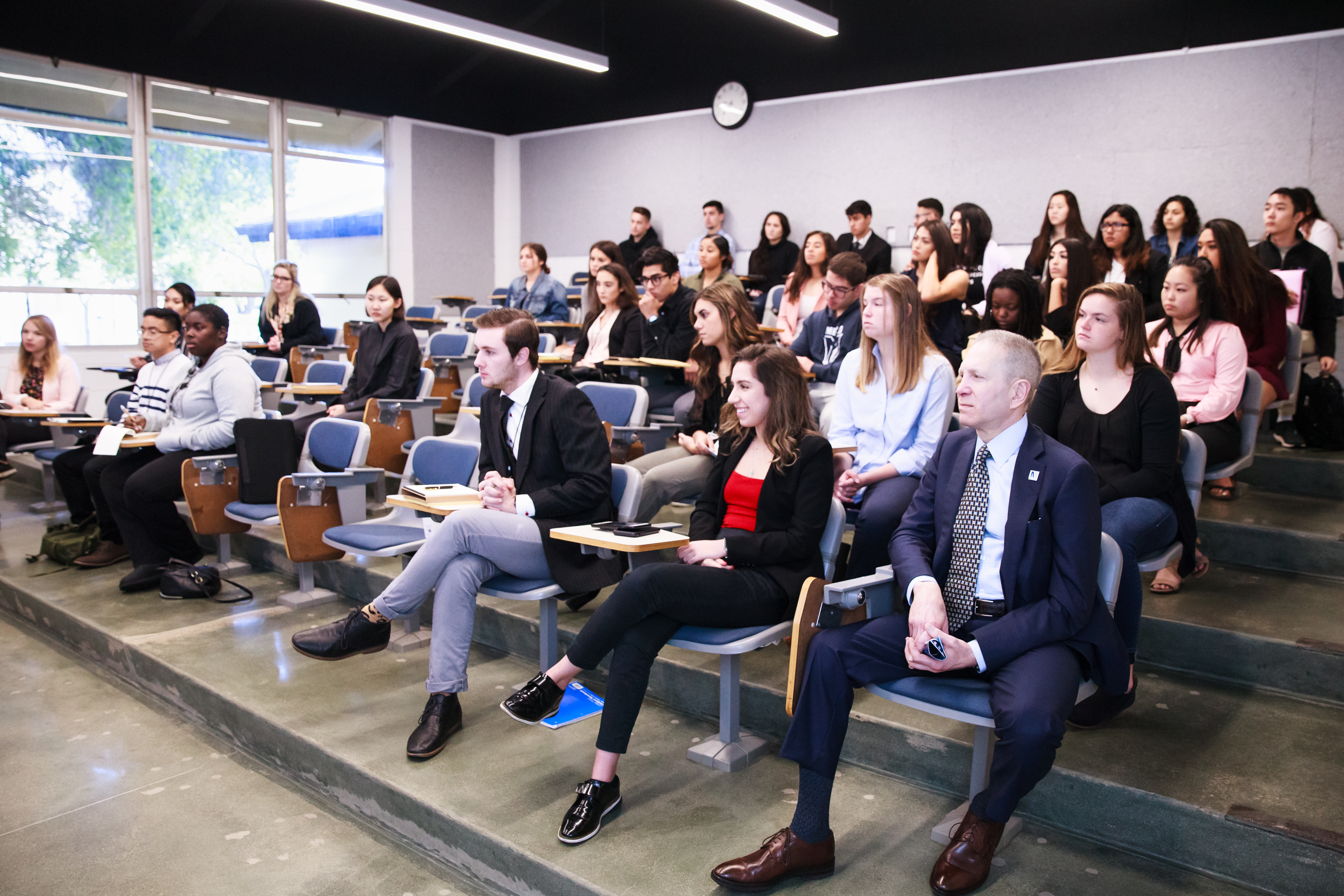Menlo College President Steven Weiner sits in on Career Connect Day 2019